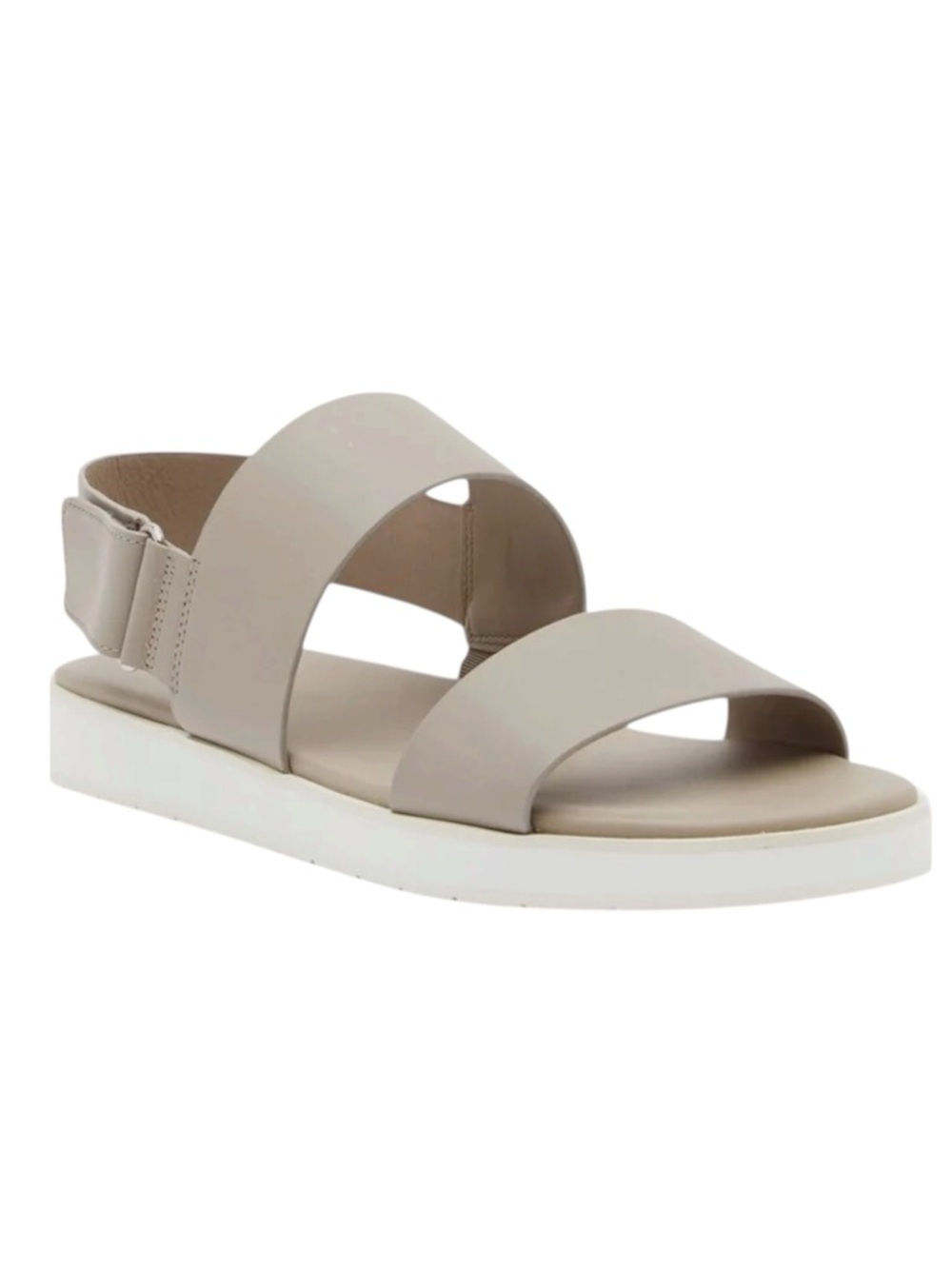 Vince Beige Leather Double Strap Slingback Sandals with White Sole